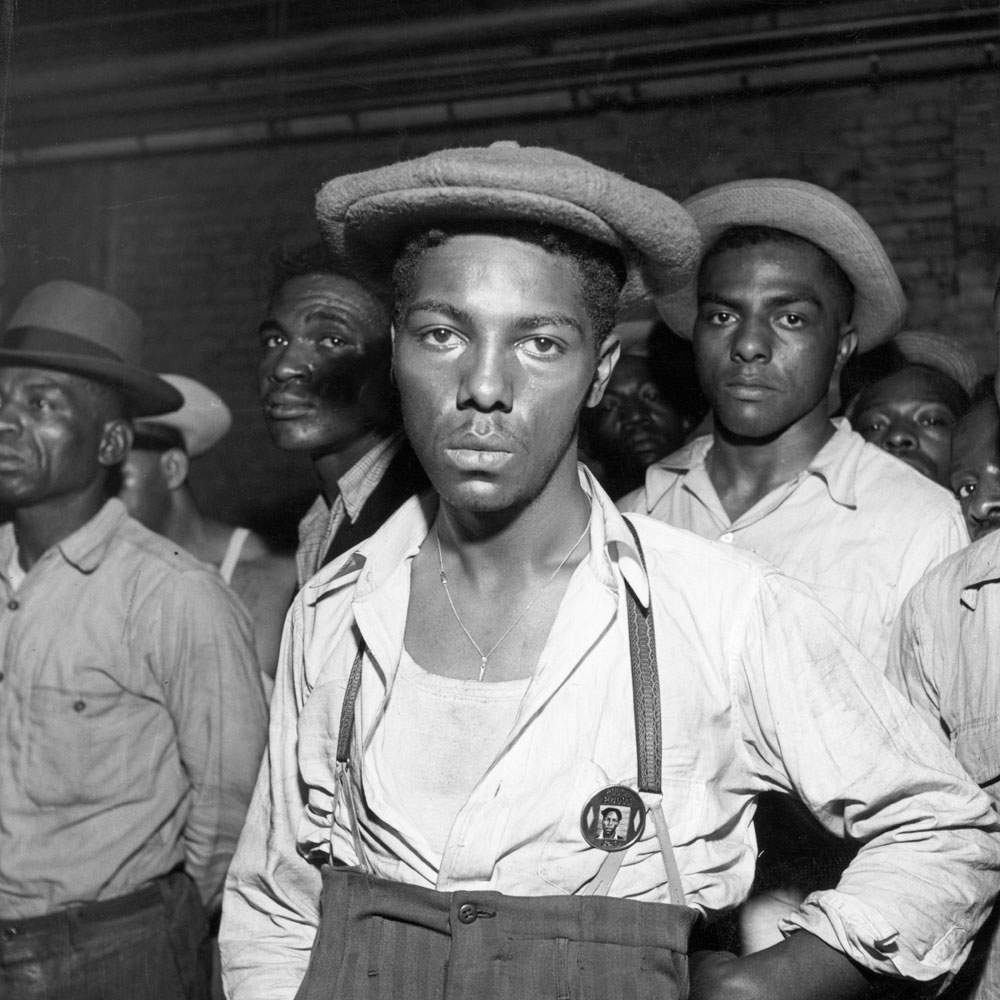 Not published in LIFE. African American men rounded up following wartime race riots in Detroit, June 1943.