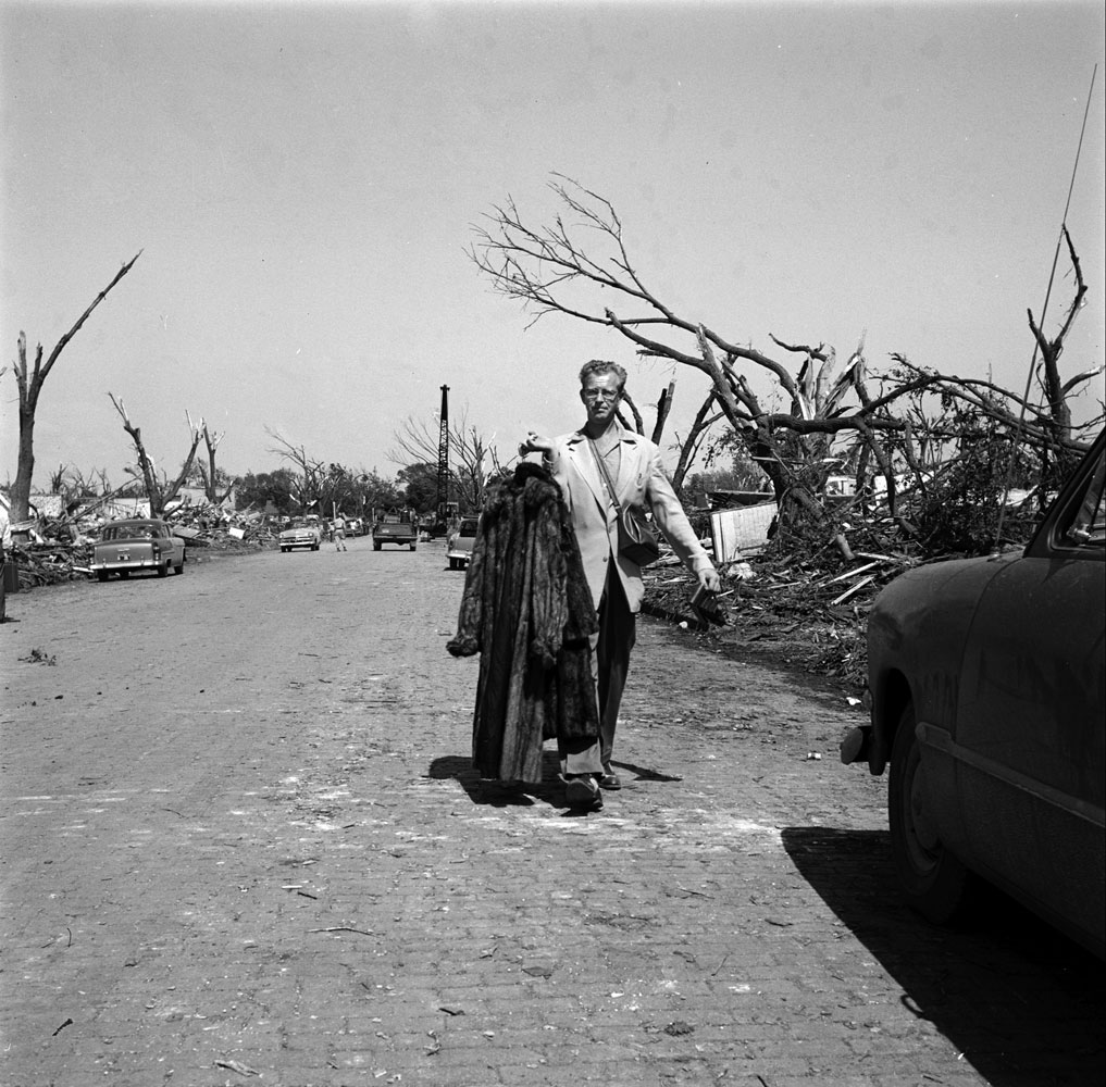 Aftermath of the deadly F5 Blackwell Tornado, Oklahoma, May 1955.