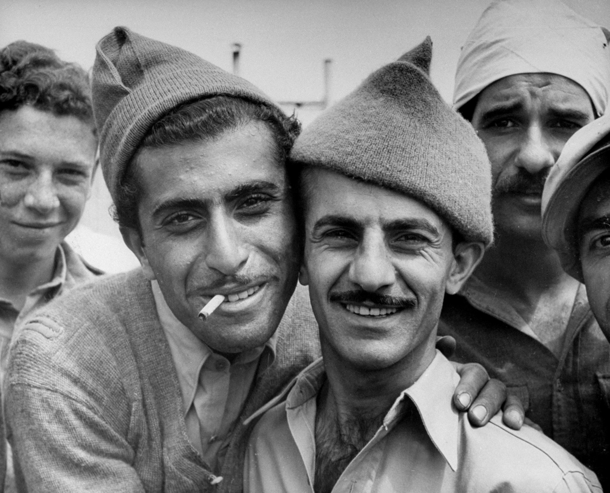 Israeli men photographed shortly after the establishment of the state of Israel, exact location unknown, May 1948.