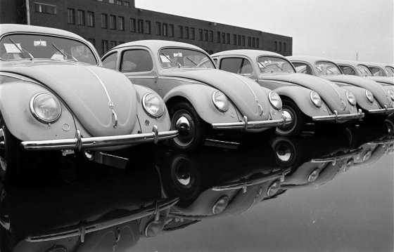 Scene at Volkswagen's main plant, Wolfsburg, Germany, July 1951.