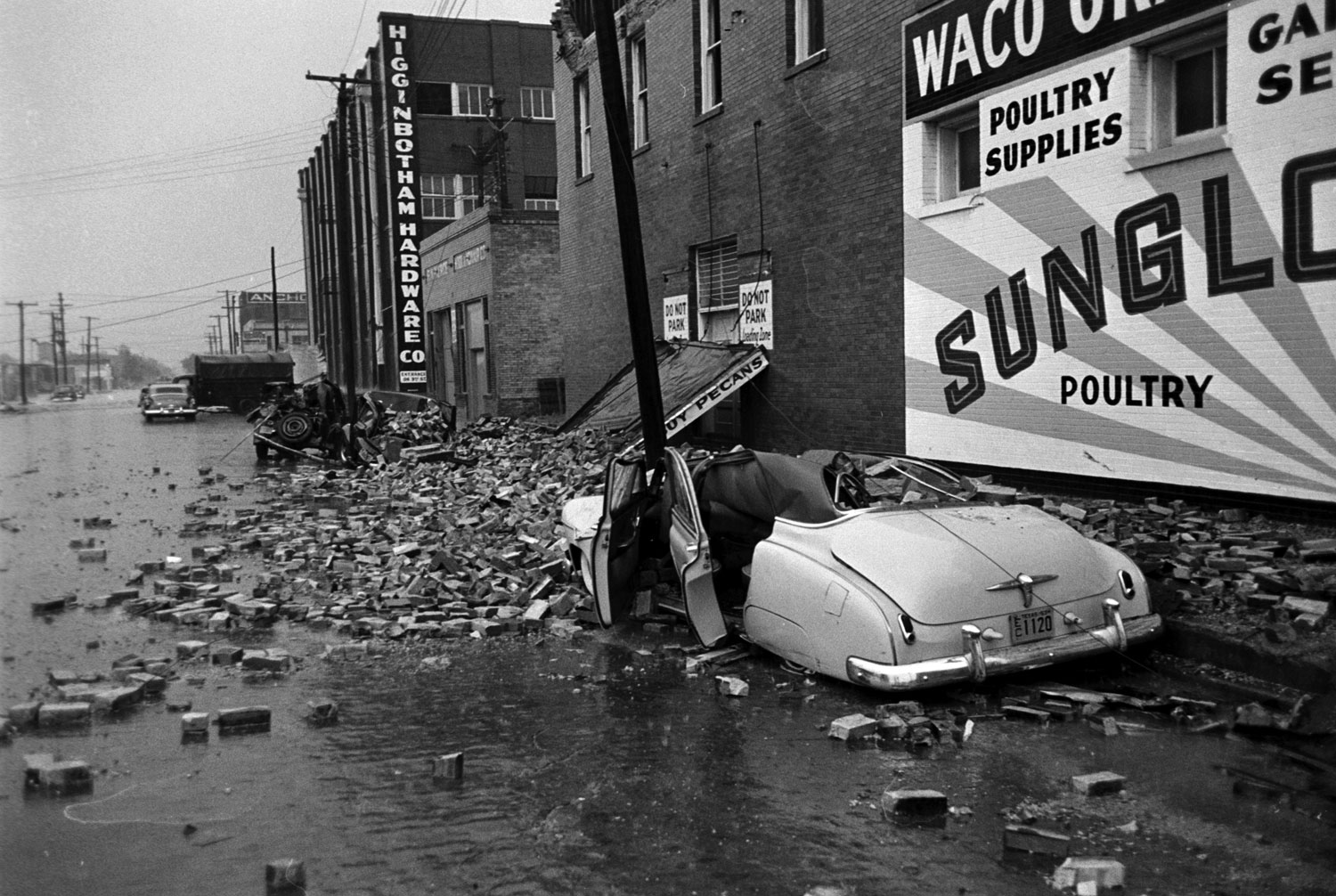 Scene on a Waco, Texas, street after an F5 tornado hit the city, May 1953.