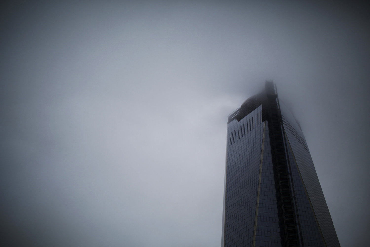 One World Trade Center rises above the World Trade Center transportation hub in New York