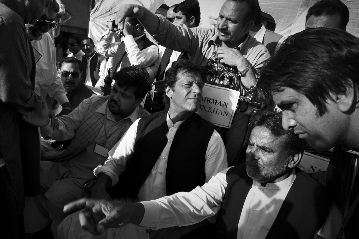 May 3, 2013. Imran Khan before his speech to supporters in Abbotabad.