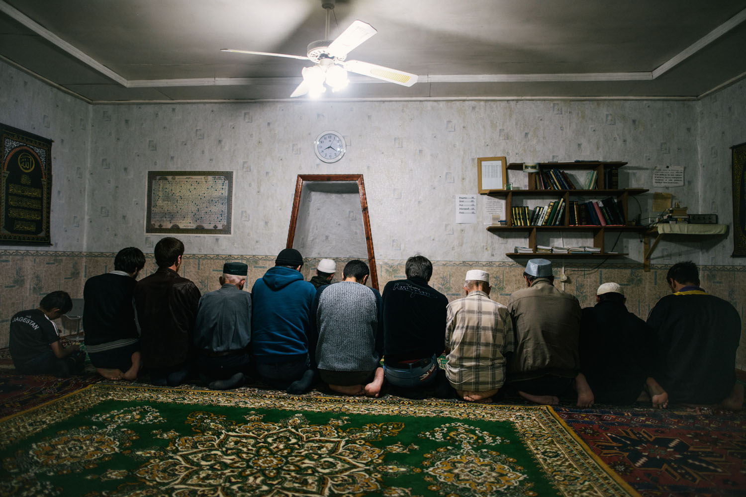 People pray in the mosque visited by William Plotnikov in village Utamysh, where  he lived and died