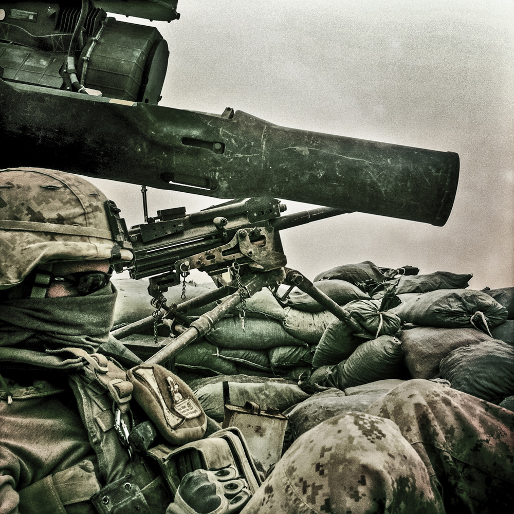 A US Marine guards Combat Outpost 7171 in Helmand Province, Afghanistan on October 28, 2010.