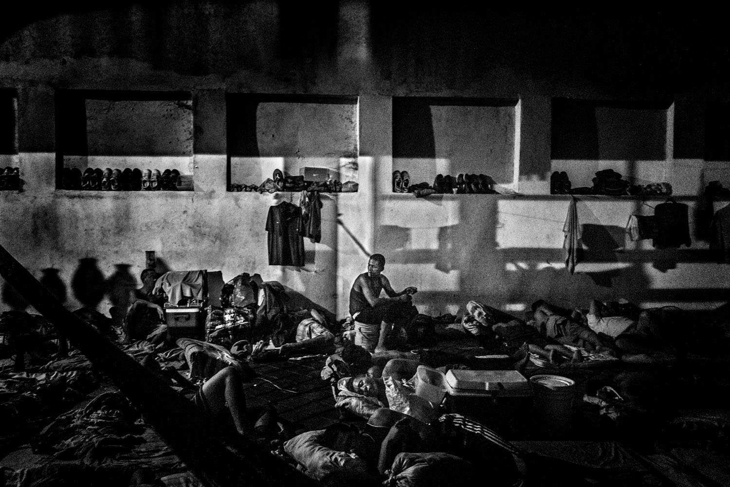CIUDAD BOLIVAR, VENEZUELA - APRIL 2013: "La guerrilla". This is the name of this area of the prison. It is a section of excluded inmates, normally due his drug addiction. This is the prison population which is living in extreme conditions. Those who break the codes of coexistence are confined to this site. (Photo by Sebastián Liste/ Reportage by Getty Images)
