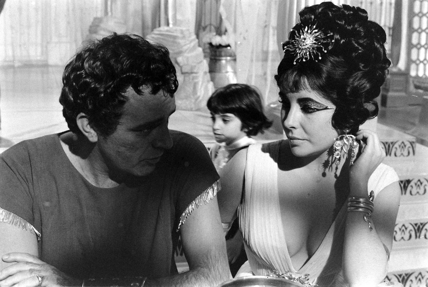 Richard Burton and Elizabeth Taylor on the set of 'Cleopatra,' Rome, 1962.