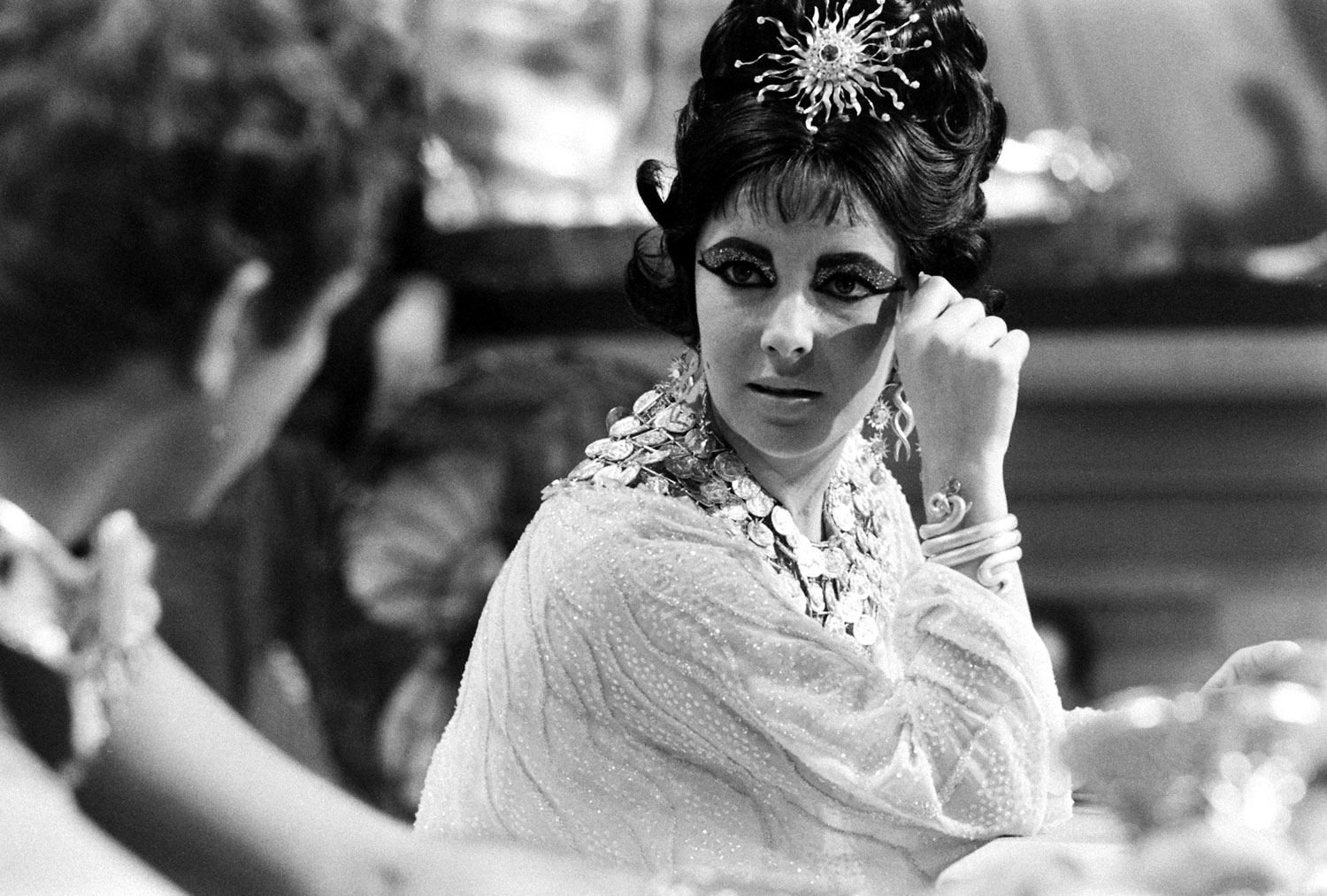Richard Burton and Elizabeth Taylor on the set of 'Cleopatra,' Rome, 1962.