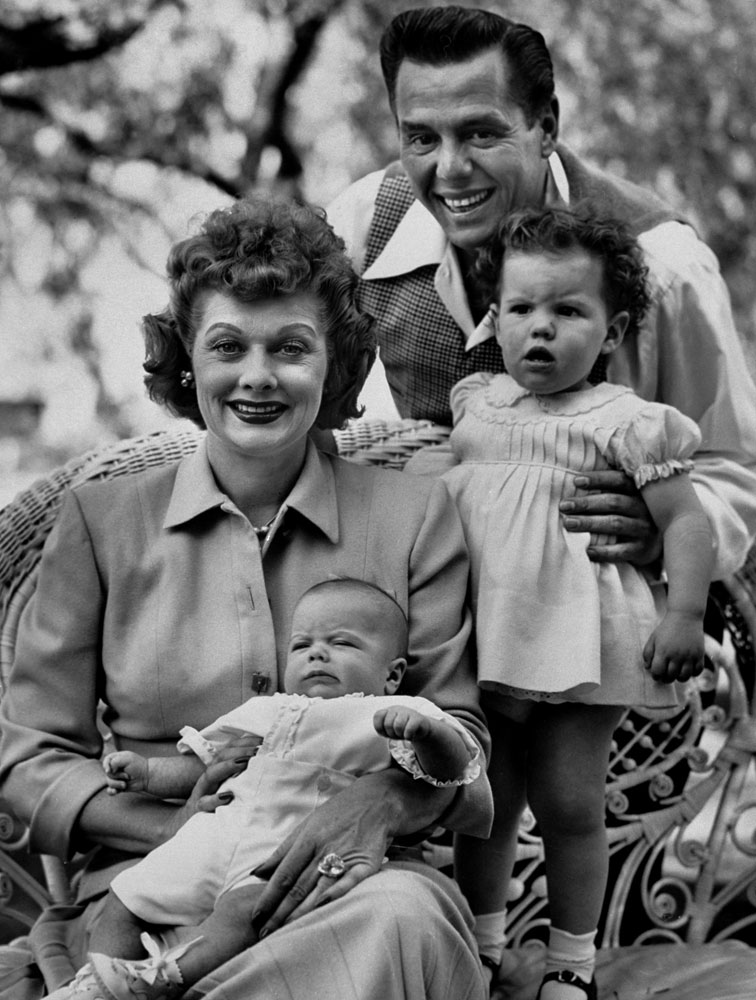 Desi Arnaz with daughter Lucie, Lucille Ball and Desi Arnaz Jr., 1953.