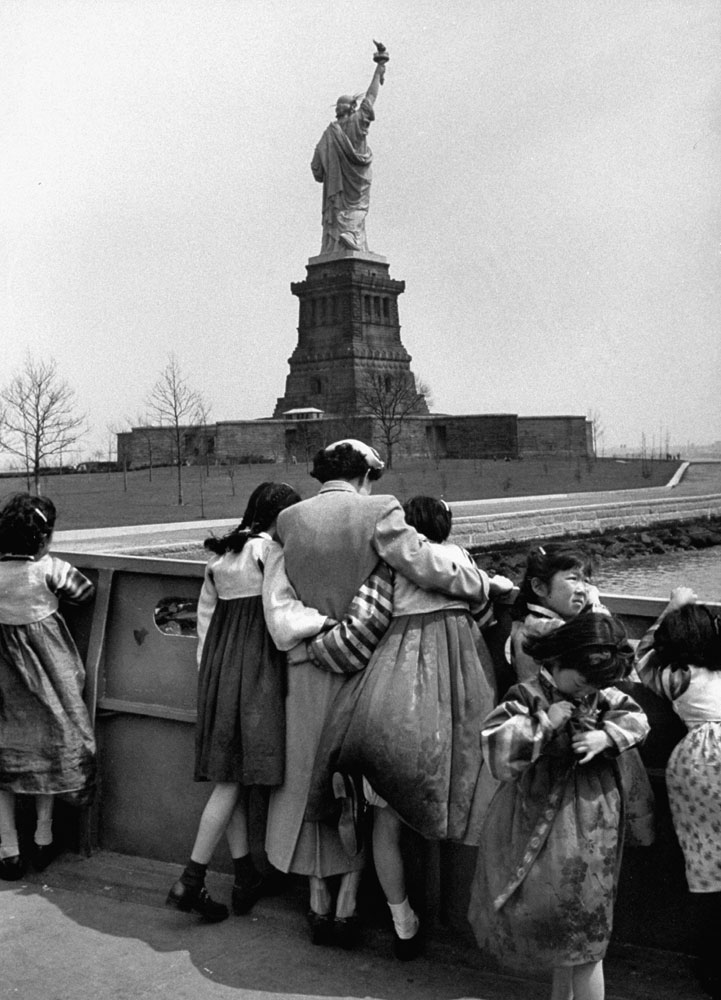 Korea's Children's Choir visits the Statue of Liberty, 1954.