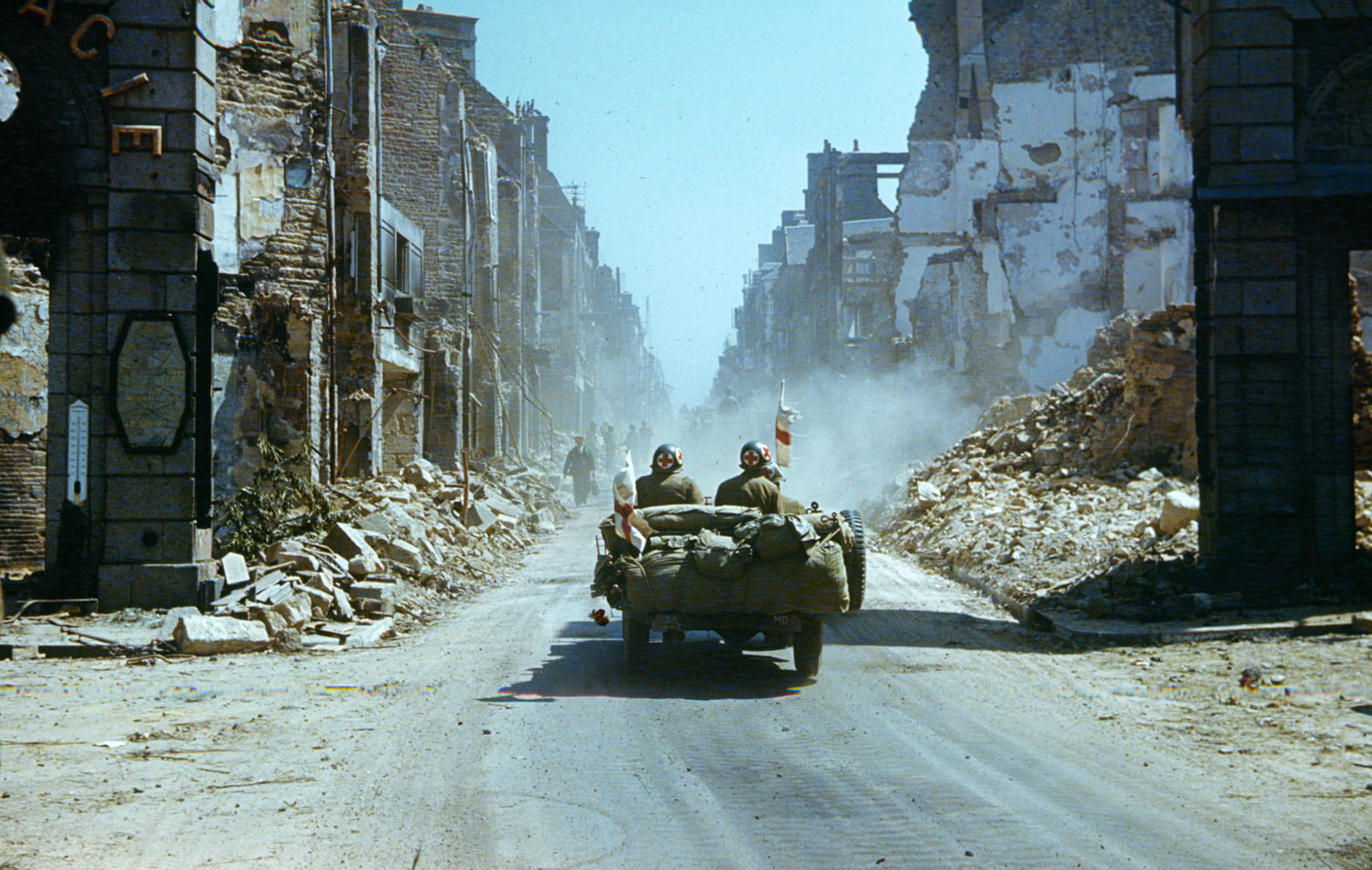Ruins of a town in northwestern France, summer 1944.