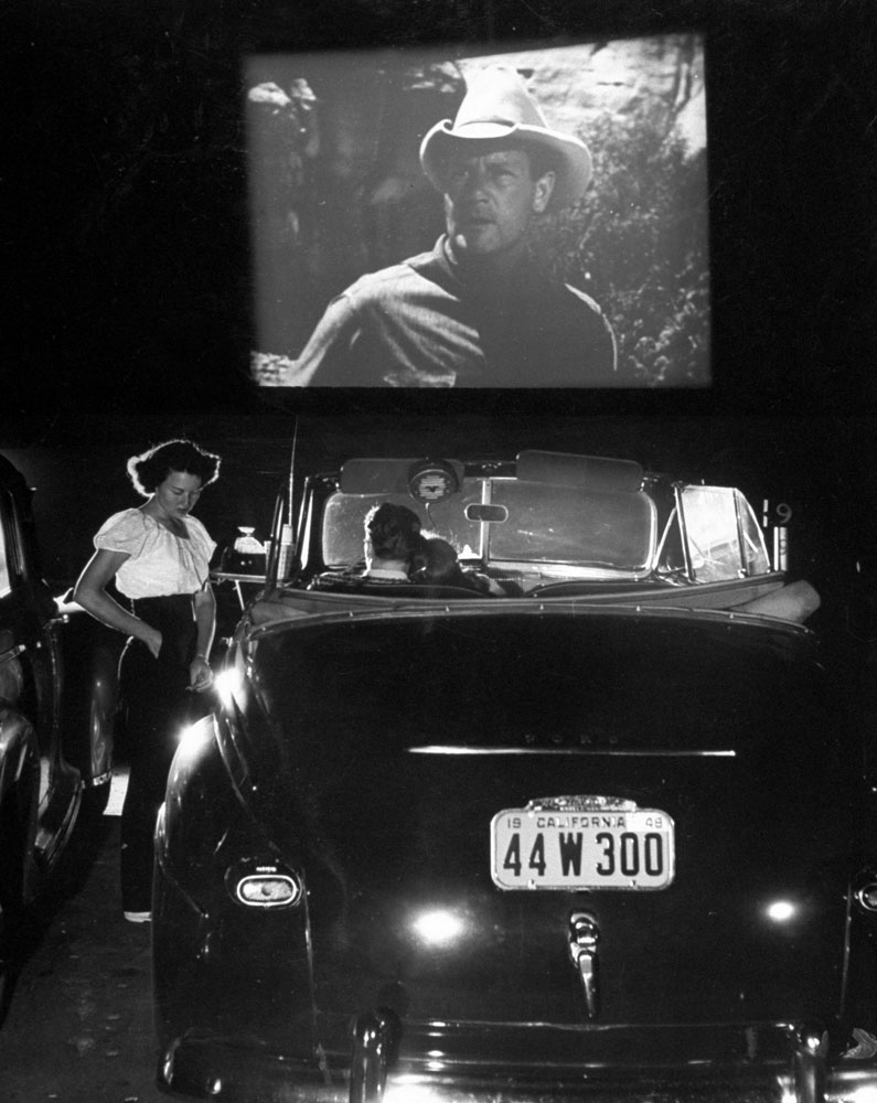A Joel McCrea movie at the Rancho Drive-in Theater, San Francisco, 1948.