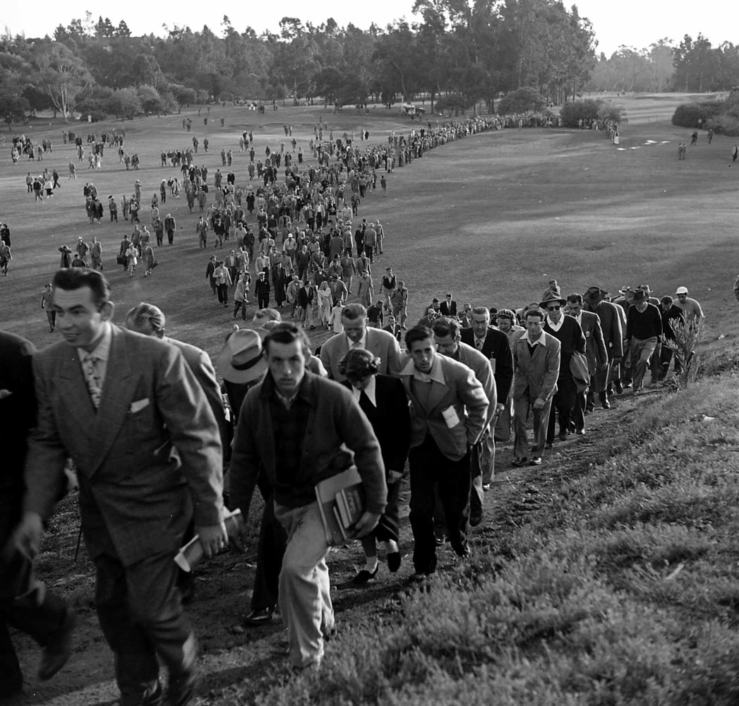 Fans at the Los Angeles Open, Riviera Country Club, January 1950.