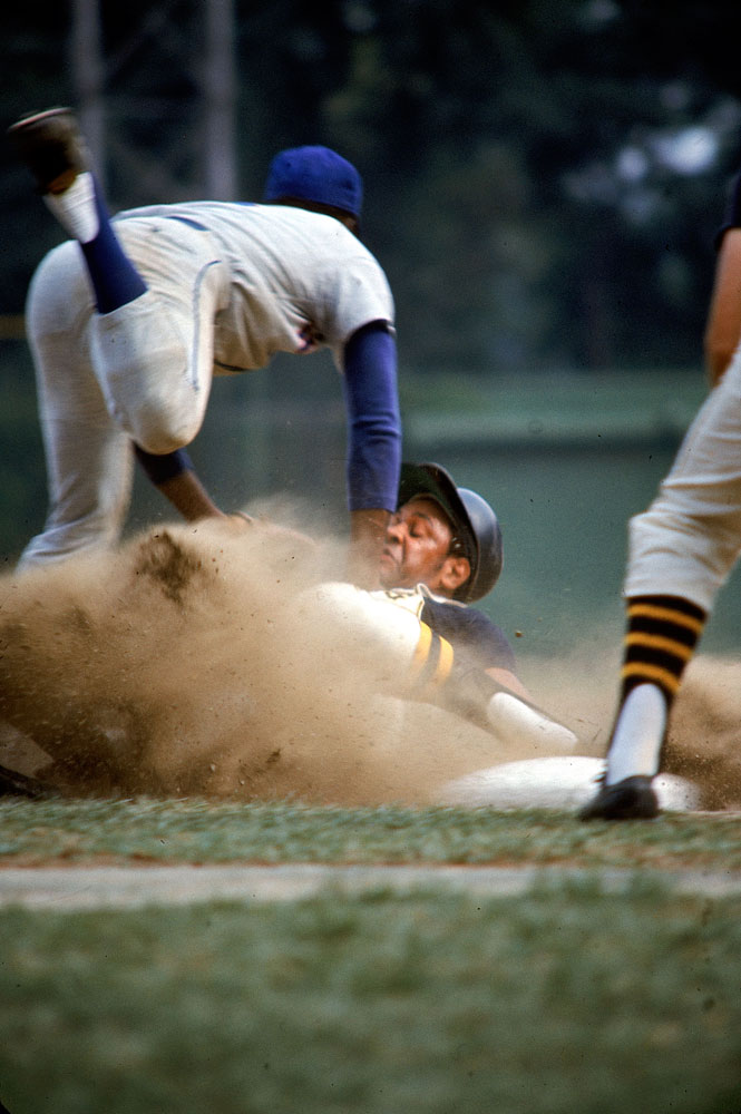 Pittsburgh's Willie Stargell slides against the Mets, 1969.