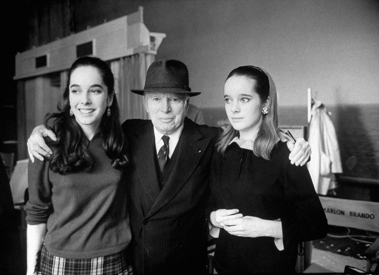 Charlie Chaplin and daughters Josephine and Victoria, 1966.