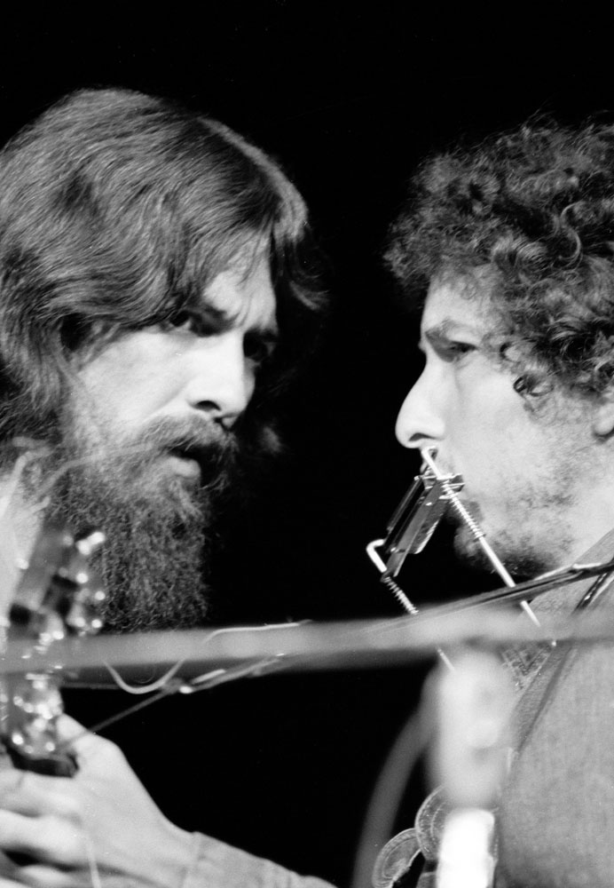 George Harrison and Bob Dylan, the Concert for Bangladesh, Madison Square Garden, 1971.