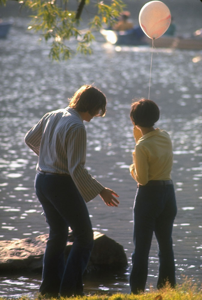 Young couple with a balloon in Central Park, 1969.