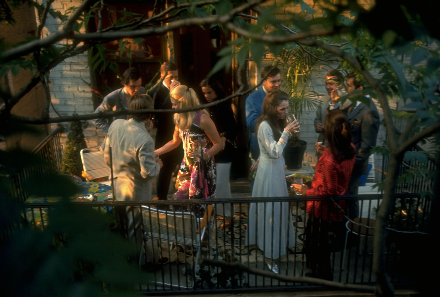 Private party on the balcony of a New York City apartment building, summer 1969.