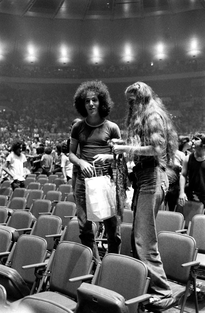 Fans at the Concert for Bangladesh, Madison Square Garden, 1971.