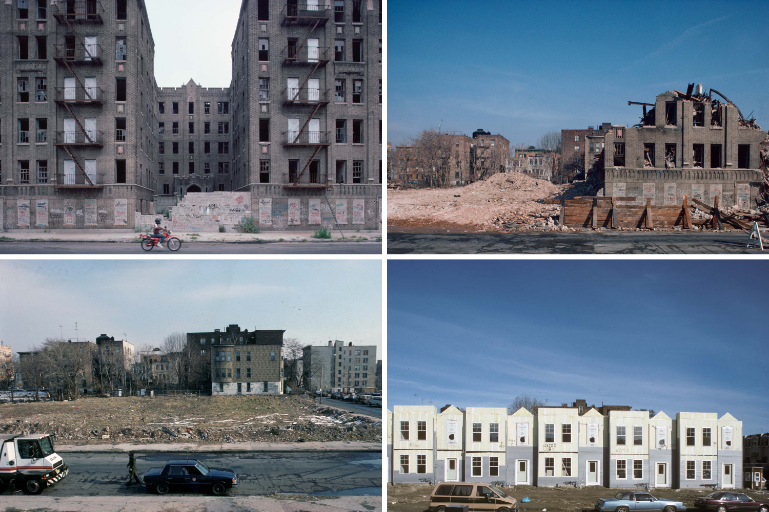 From top left: Vyse Ave at East 178th St., S. Bronx, N.Y., September 1984; Vyse Ave at East 178th St., S. Bronx, N.Y., January 1986; Vyse Ave at East 178th St., S. Bronx, N.Y., March 1988; Vyse Ave at East 178th St., S. Bronx, N.Y., May 1991.