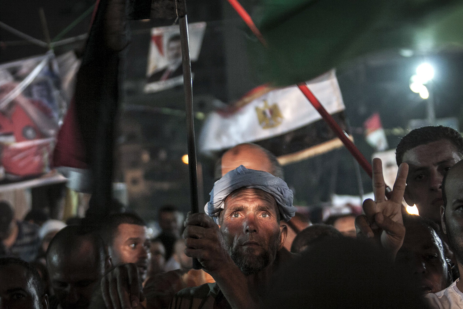 Supporters of ousted Egyptian President Mohammed Morsi during a sit-in, in the Nasr City neighborhood of Cairo.