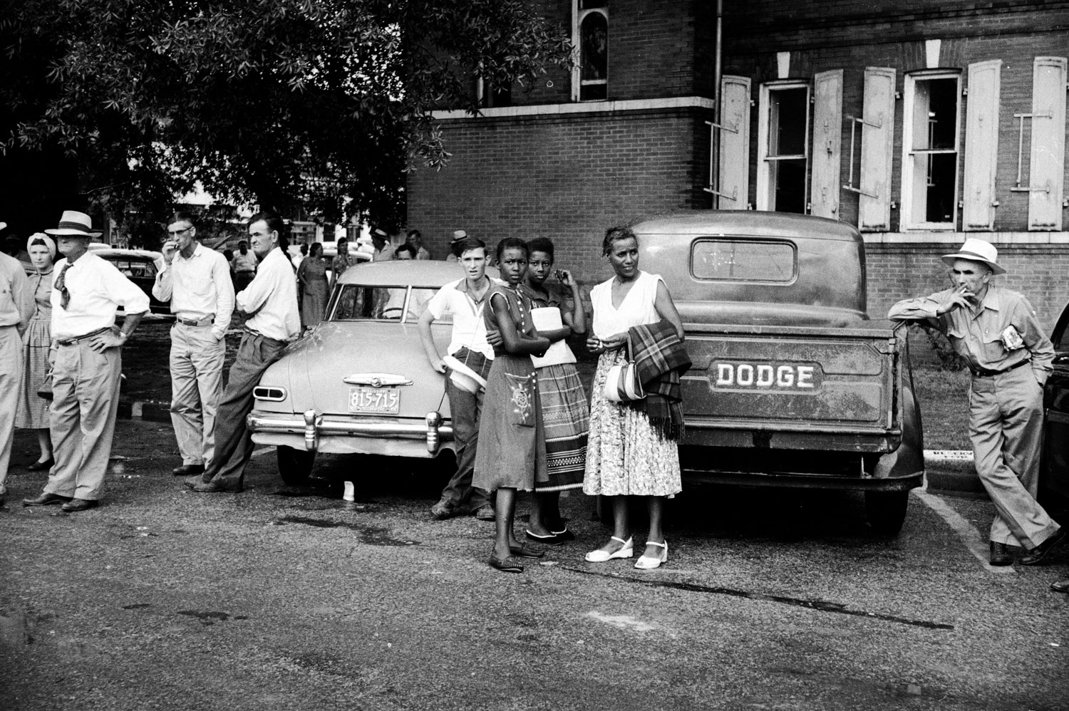 A crowd outside the Sumner, Miss., courthouse during the trial of Roy Bryant and J.W. Milam for the kidnapping and murder of 14-year-old Emmett Till.