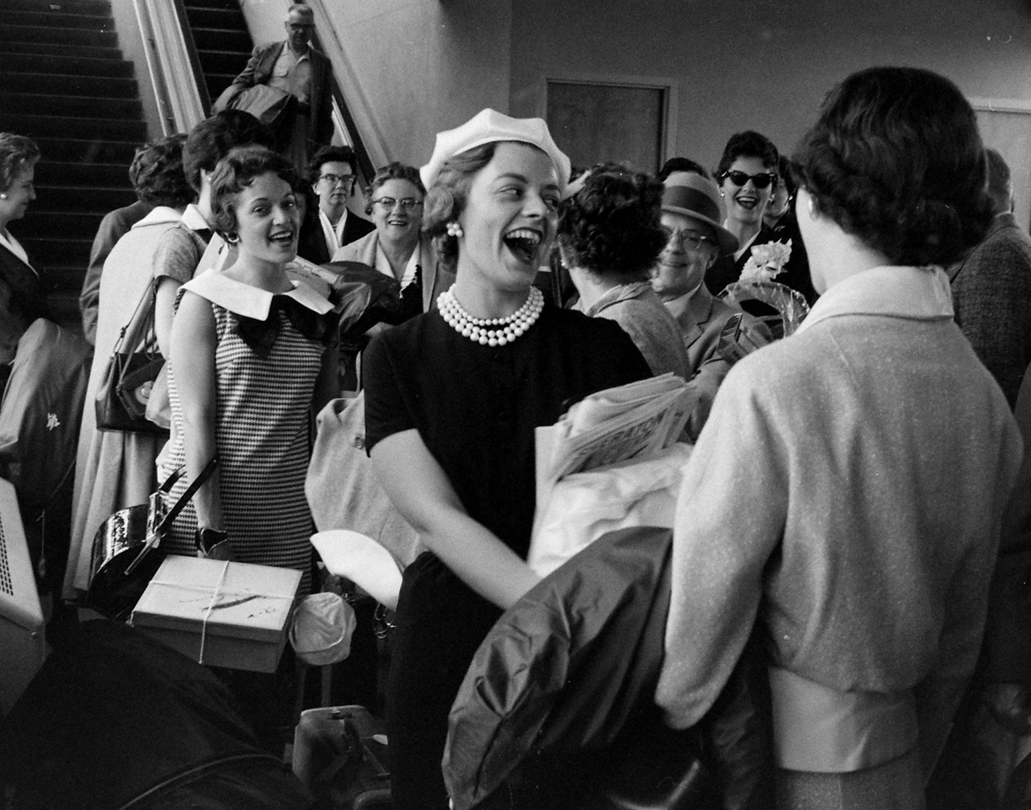 Farewell for newly graduated stewardesses, Ft. Worth, Texas, 1958.