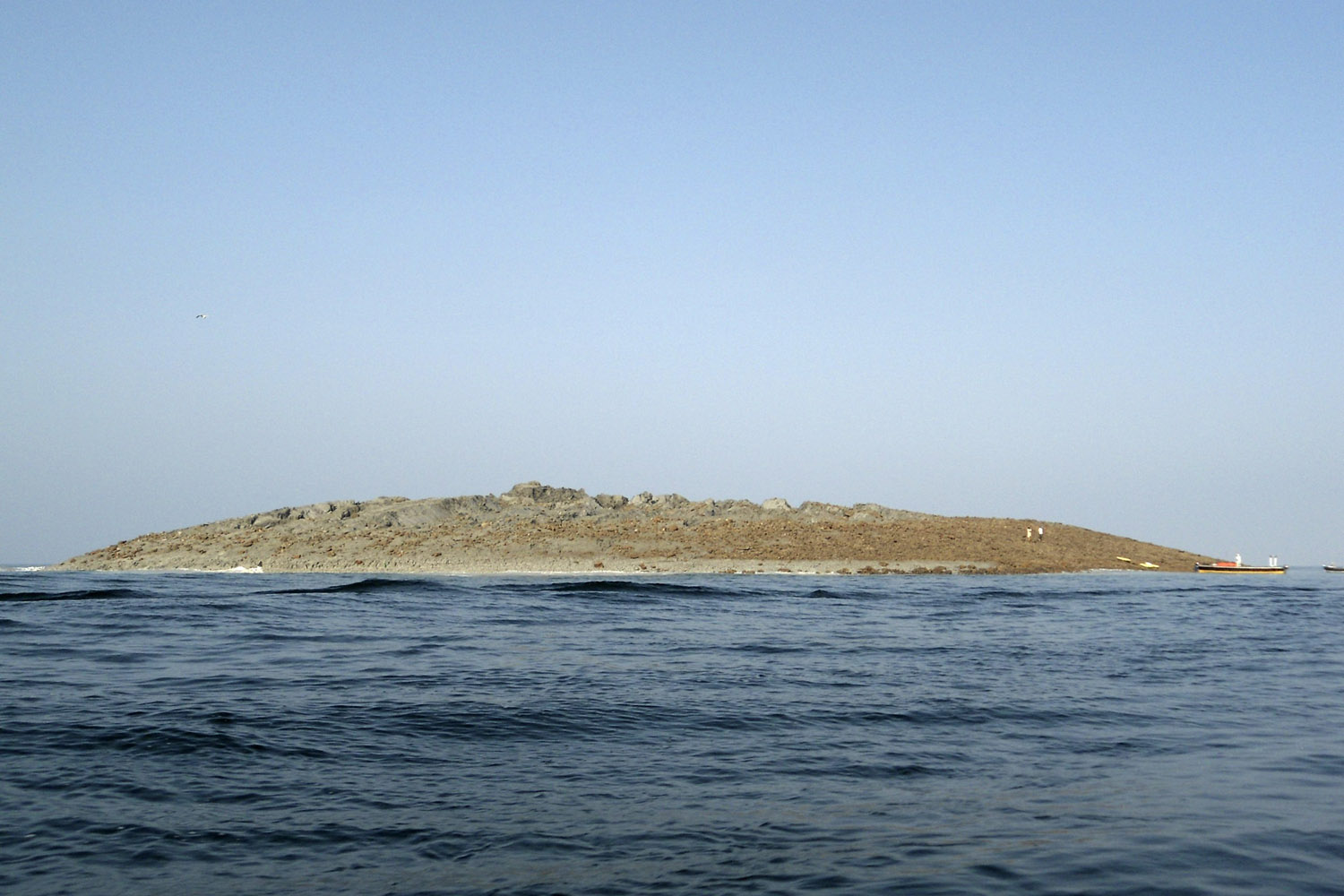 An island that rose from the sea following an earthquake is pictured off Pakistan's Gwadar coastline in the Arabian Sea