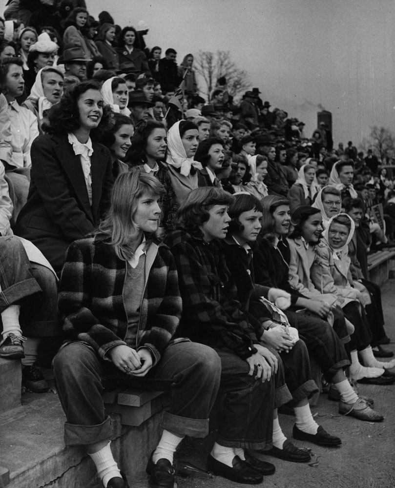 Teenage girls at a football game, Missouri, 1944.