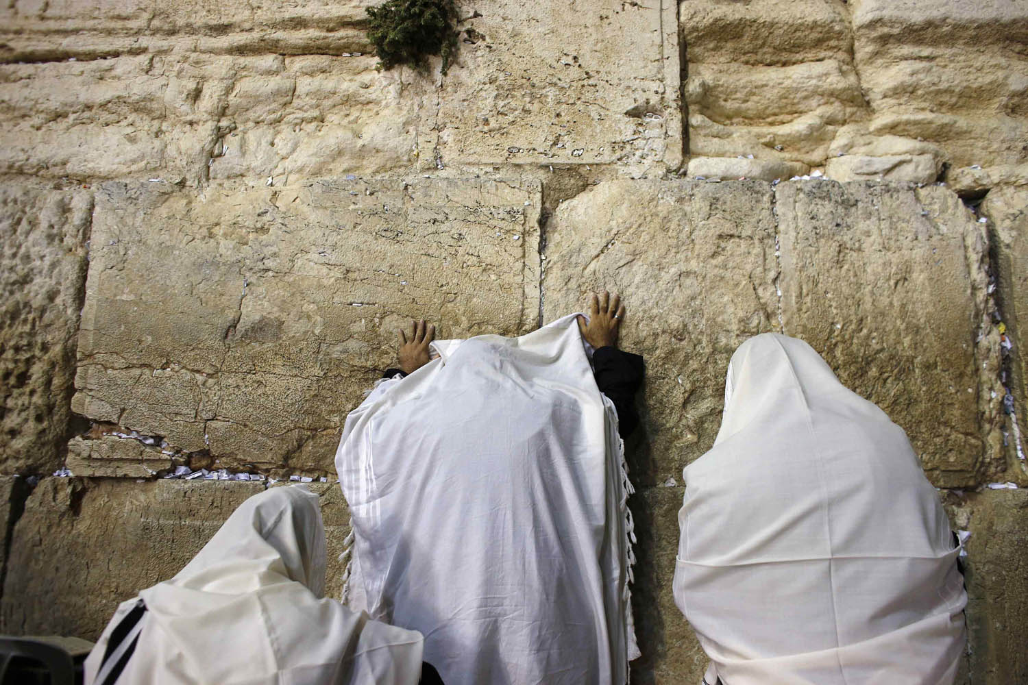 Jewish worshippers pray at the Western Wall in Jerusalem's Old City