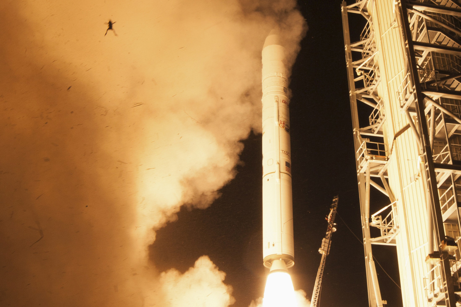 A frog is captured during a lift off of NASA's Lunar Atmosphere and Dust Environment Explorer from NASA's Wallops Flight Facility in Virginia