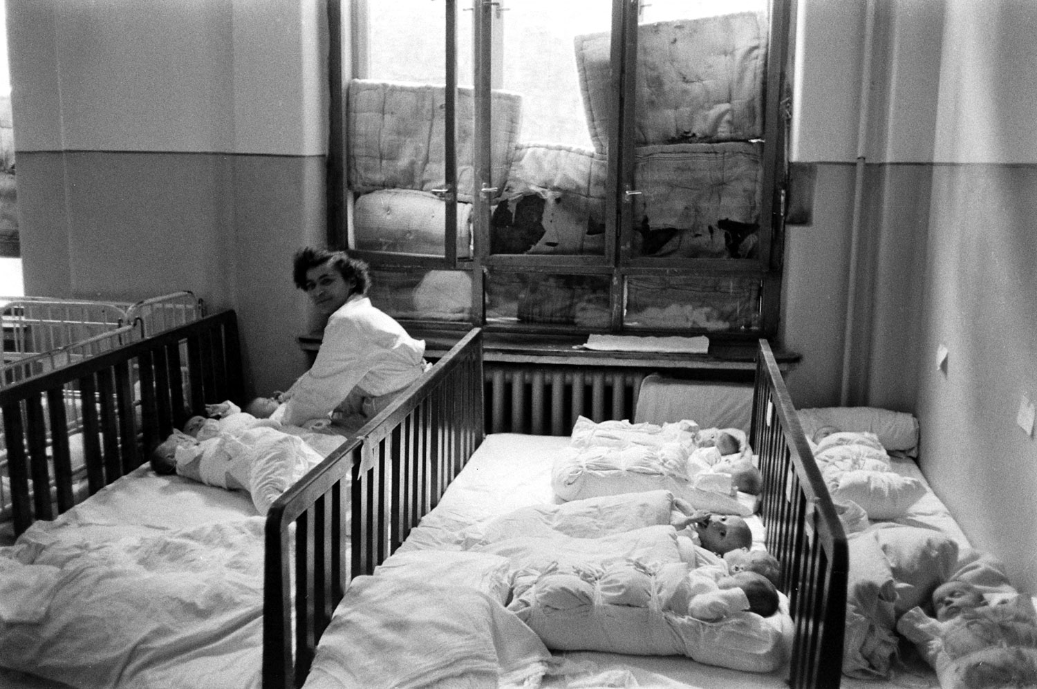 Scene in a hospital during the Hungarian Revolution, 1956.