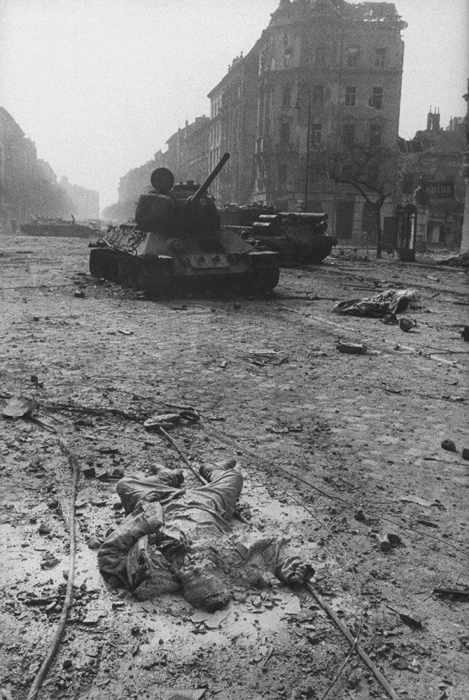 Death and destruction in the streets of Budapest, 1956.