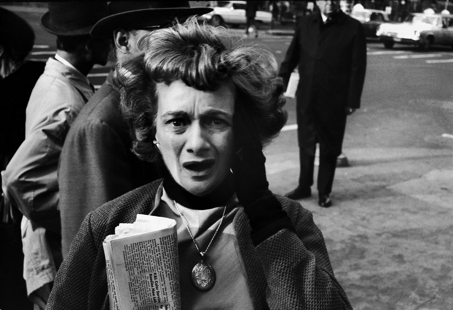 A woman in New York reacts to the news of John F. Kennedy's assassination, Nov. 22, 1963.