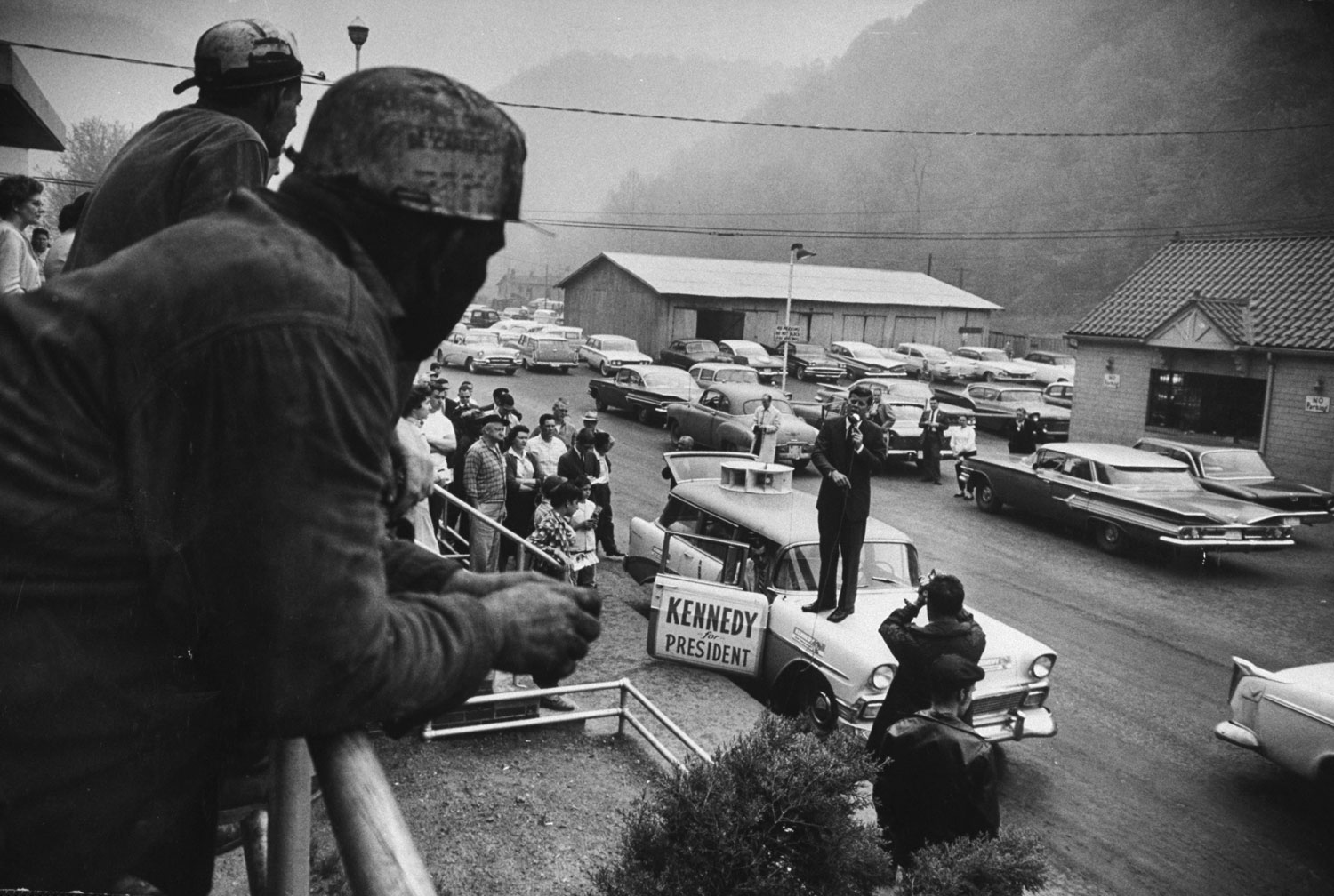Sen. John Kennedy campaigns in West Virginia, 1960.