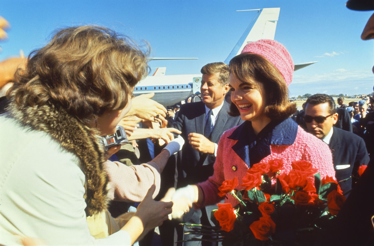 John and Jackie Kennedy at Love Field in Dallas, Texas, on November 22, 1963.