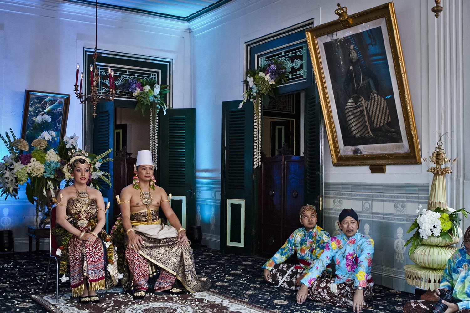 Oct. 22, 2013. KPH Notonegoro and Gusti Kanjeng Ratu Hayu pose for a photograph during their wedding  ceremony in Bangsal Kesatriyan at Kraton Palace in Yogyakarta, Indonesia.