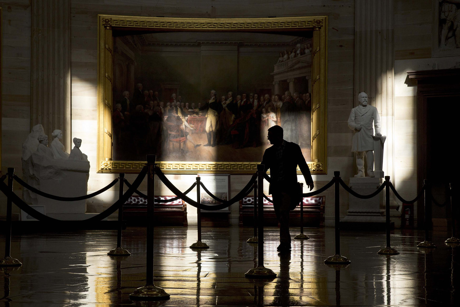 A man walks through the Rotunda of the U.S. Capitol during the partial government shutdown in Washington