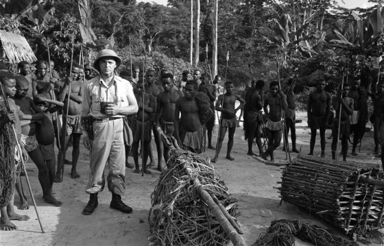 Scene from a 1951 gorilla hunt in what was then French Equatorial Africa.