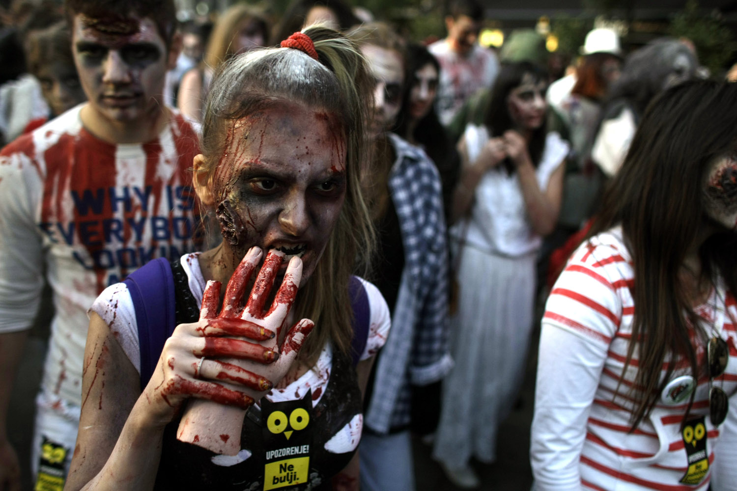 Oct. 19, 2013. People dressed as zombies take part in the Zombie Walk in Belgrade, Serbia.