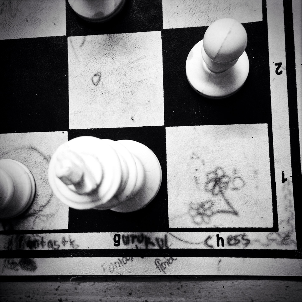 A chess board in a children's chess school in Chennai. The school has produces several youth world champions