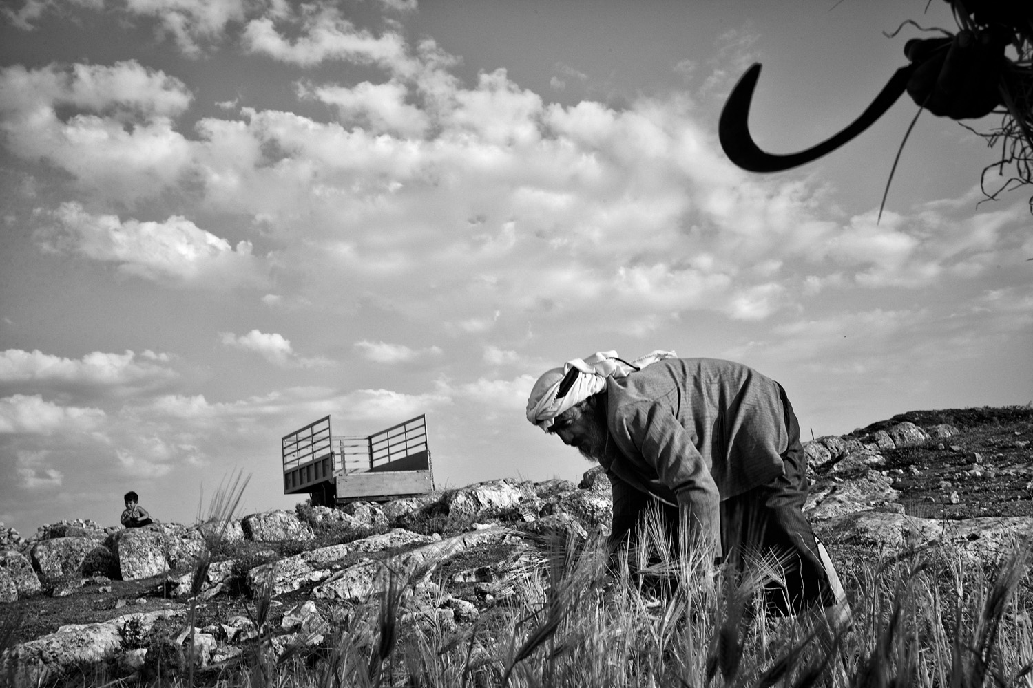 A portrait of Mahmoud Hawamdeh working in his field in Mufakara, West Bank, April 27, 2013.