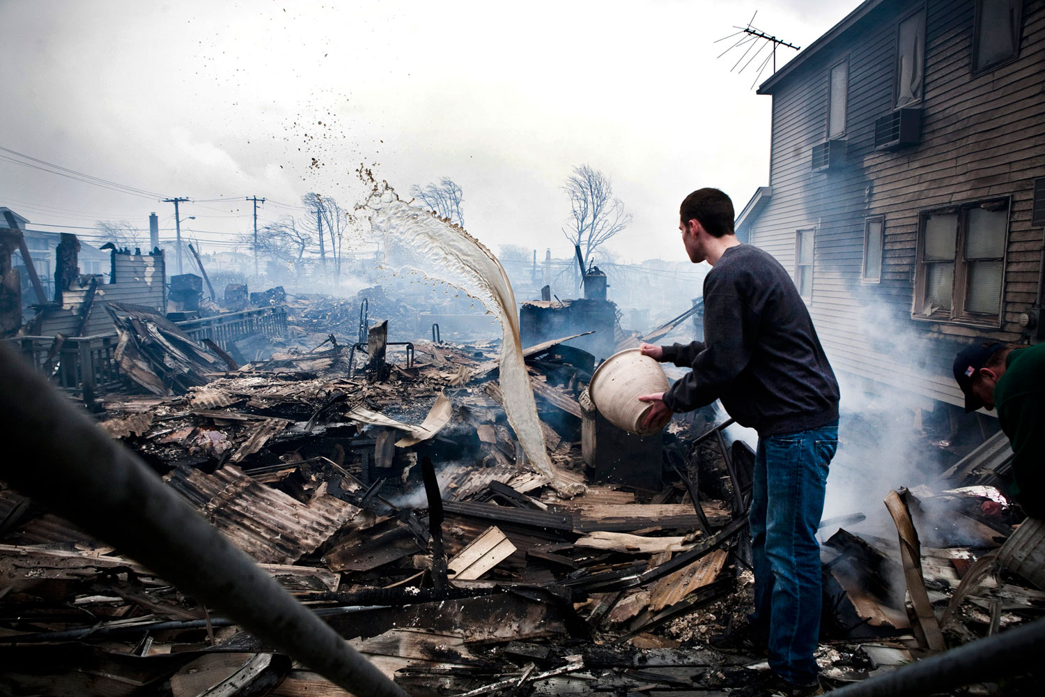 Fire and Water in Breezy Point, Queens, N.Y., Oct. 30, 2012