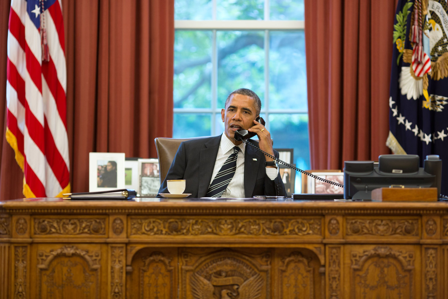 DC: President Barack Obama Talks with President Hassan Rouhani of Iran