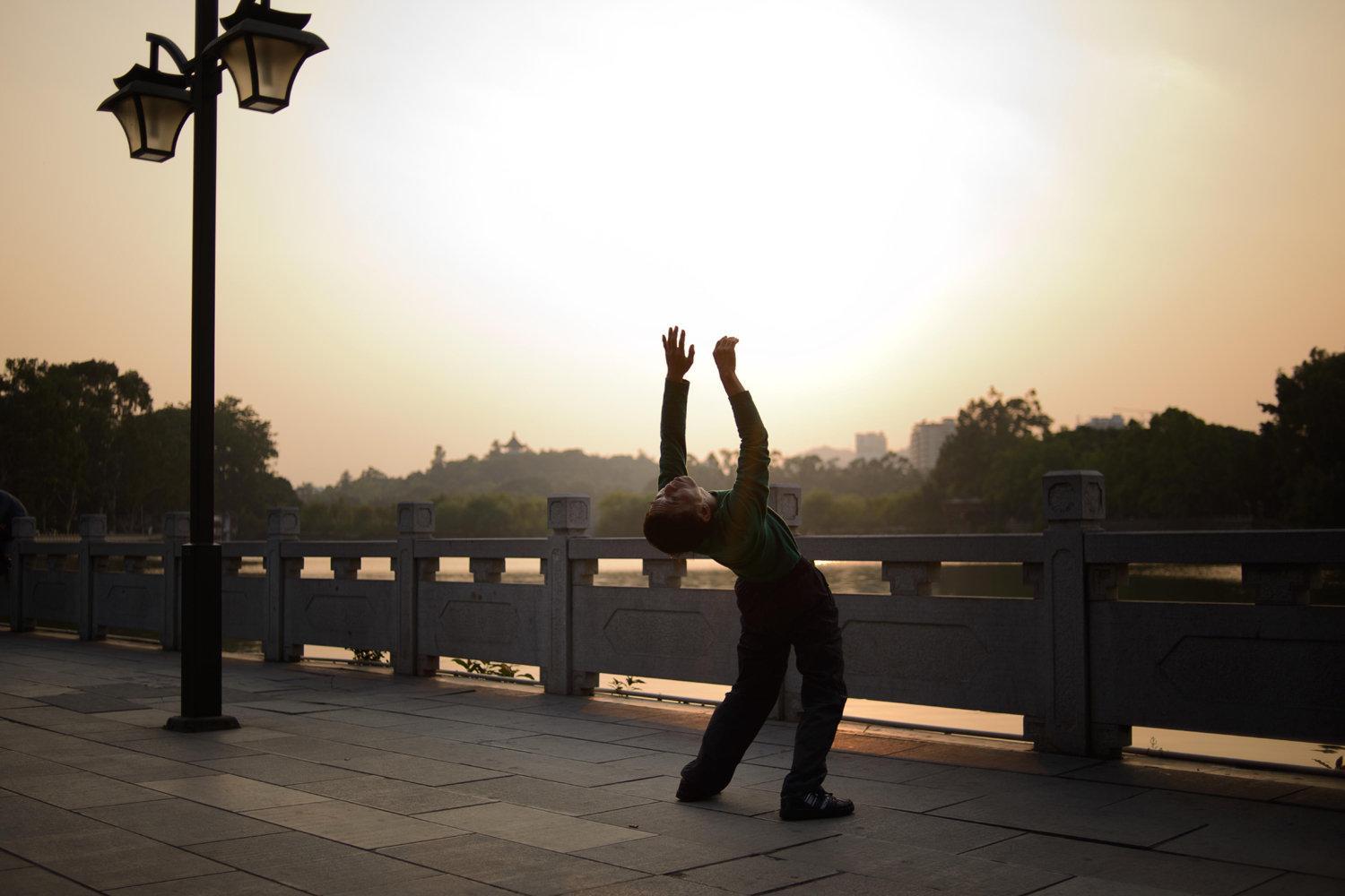 Oct. 22, 2013. A man exercises in a park in Fuzhou, the capital of China's south-eastern Fujian province.