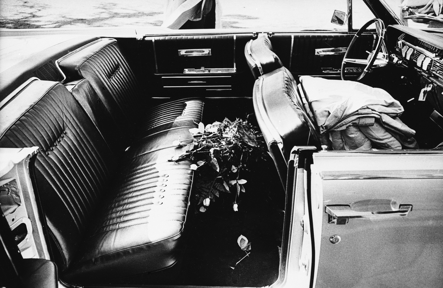 Vice President Lyndon Johnson's car at Parkland Memorial Hospital, Dallas, Nov. 22, 1963.