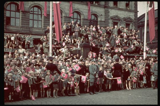 A crowd in Munich, Germany, around the time of the 1938 Munich Conference.