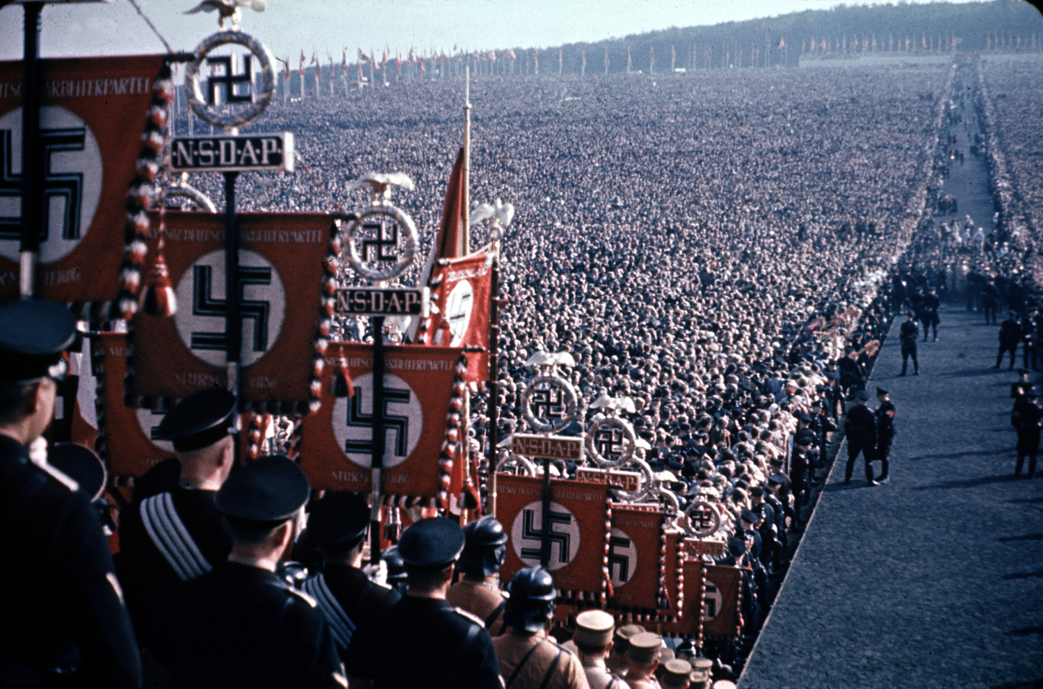 Hundreds of thousands gather at a harvest festival and Nazi Party rally in Germany, 1937.