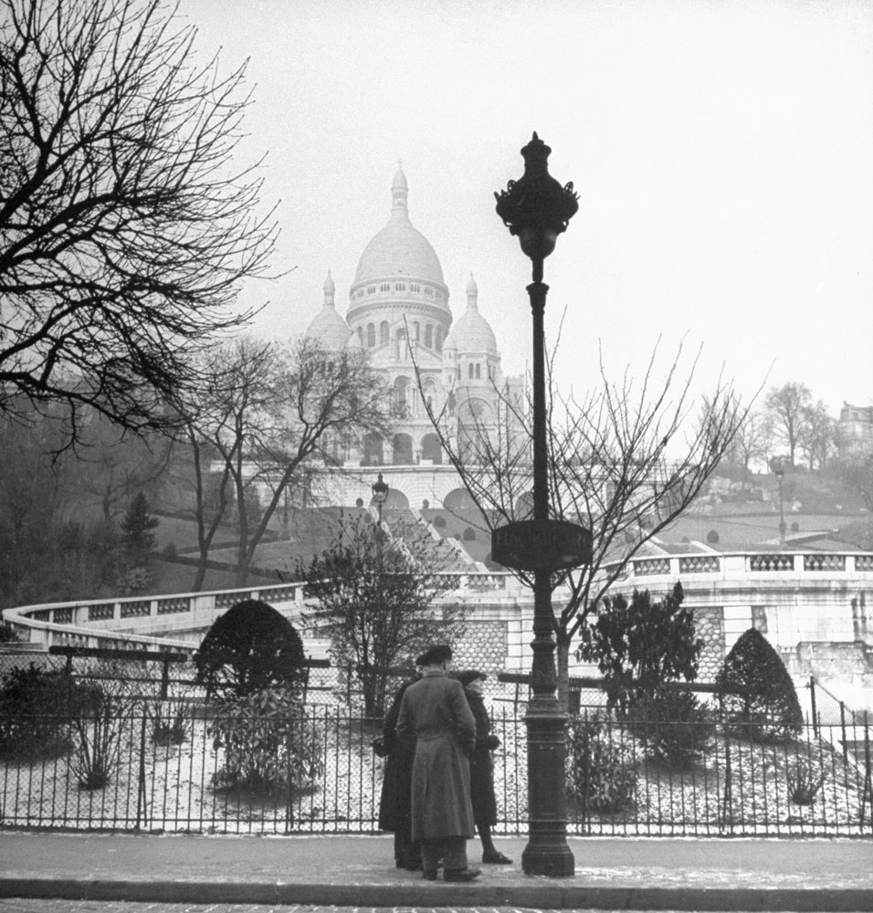 View of the Basilica of the Sacred Heart of Paris, commonly known as Sacré-Coeur, 1946.