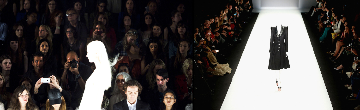Audience members watch a model during the J. Mendel Spring/Summer 2013 show at New York Fashion Week